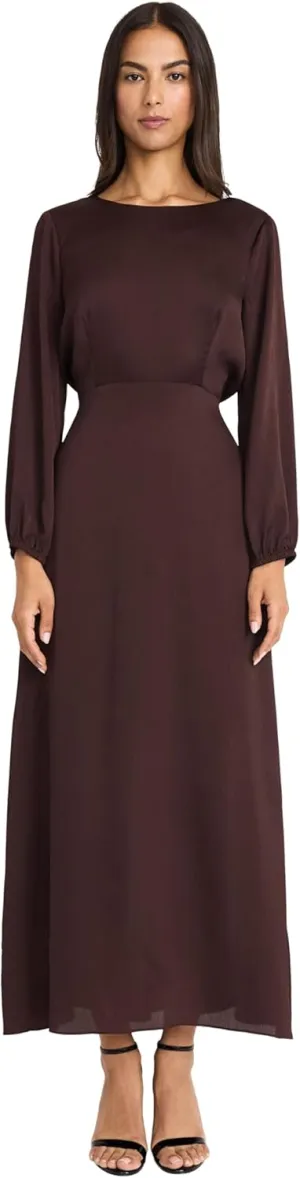 Donna Morgan Women's Elegant Long Sleeve Mixi Open Back with Tie Knot Detail-Versatile Wedding Guest Dresses