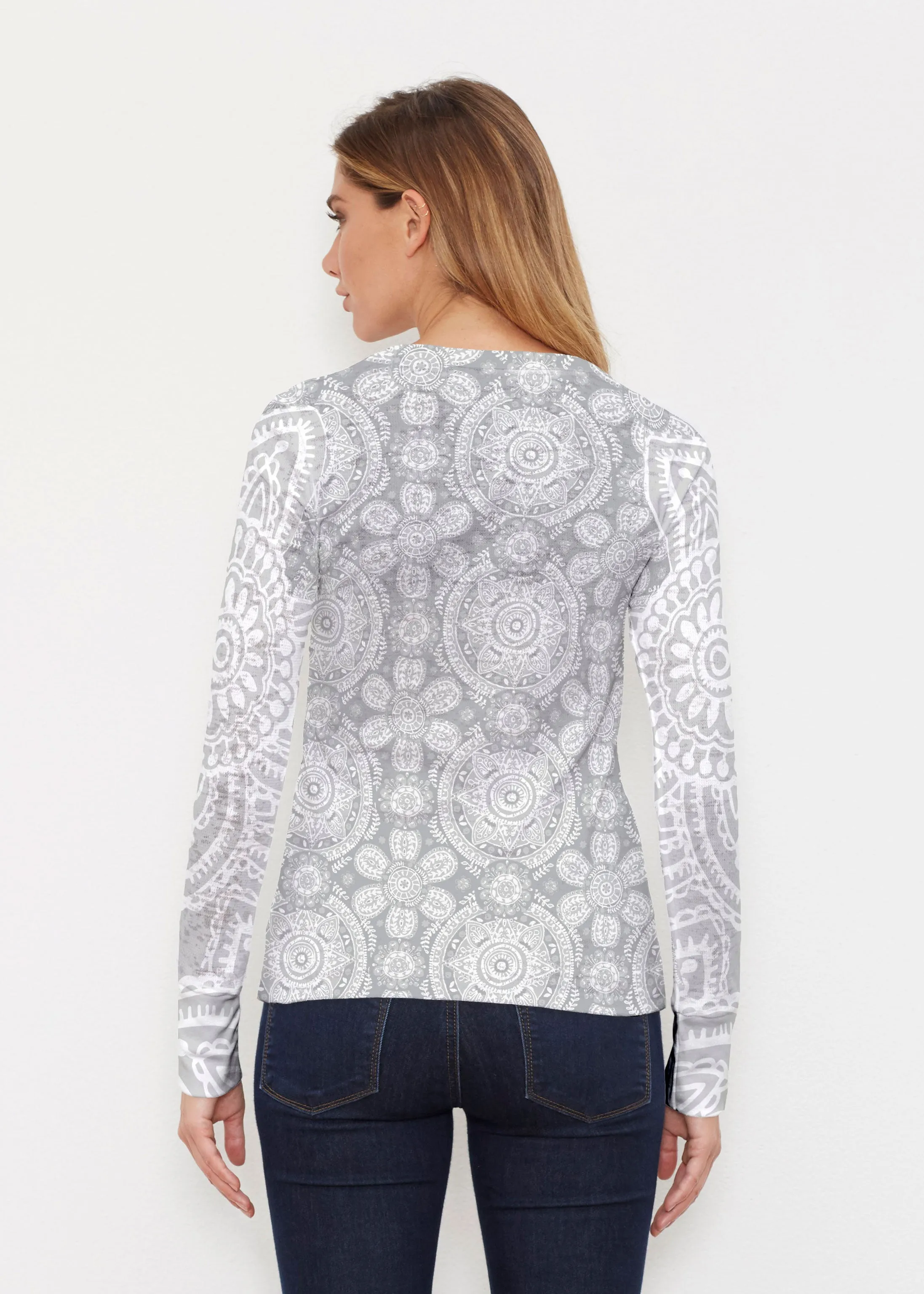 Etched Mod Grey (7964) ~ Thermal Long Sleeve Crew Shirt