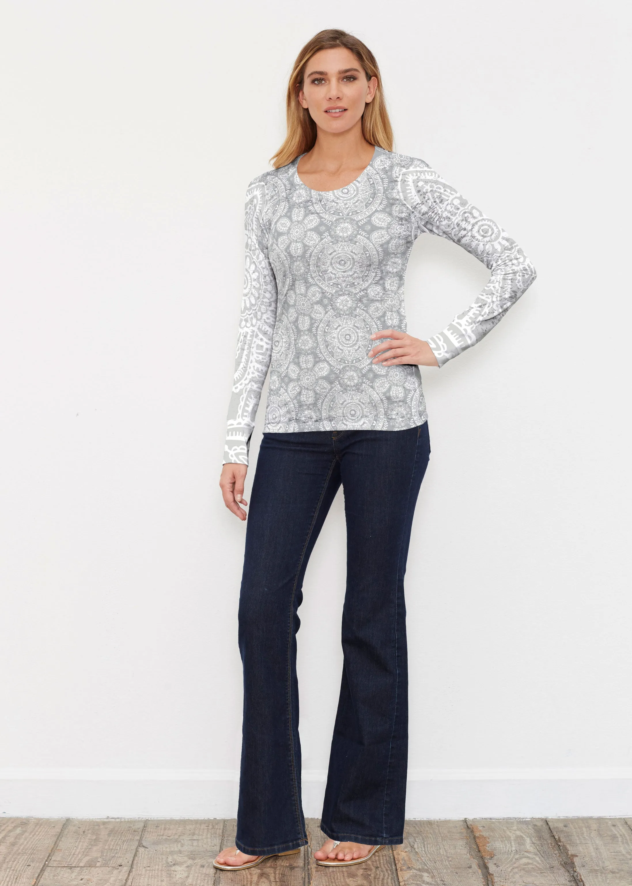 Etched Mod Grey (7964) ~ Thermal Long Sleeve Crew Shirt