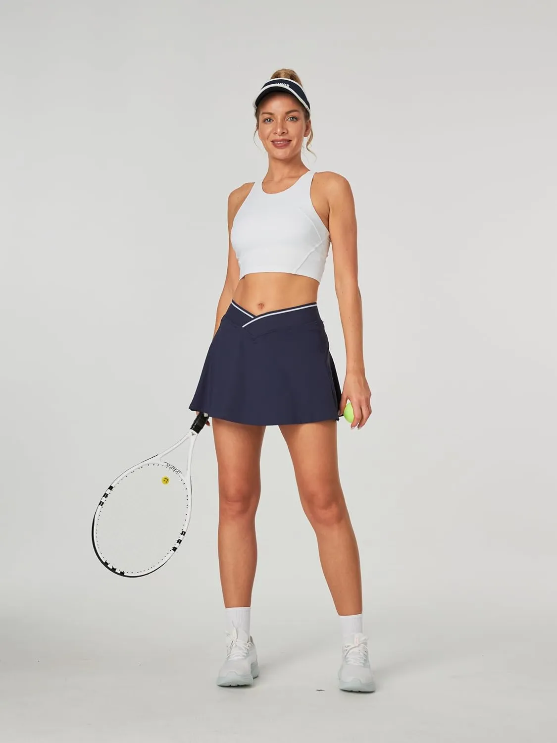 Ewedoos Women's Athletic Skirt Cross Waist Tennis Skirt with Pockets Linner Skorts Tennis Skirts Golf Pickleball Casual