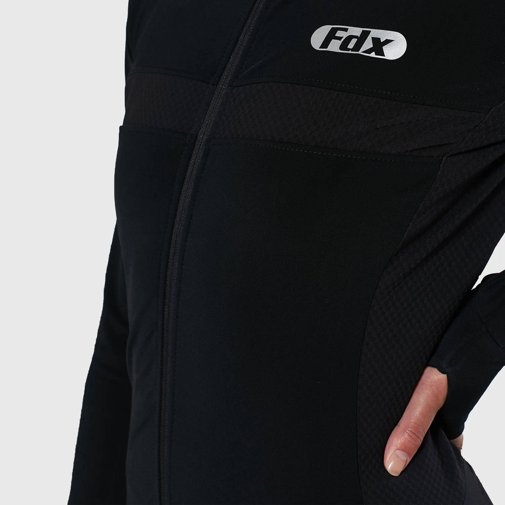 Fdx All Day Women's & Girl's Black Thermal Roubaix Long Sleeve Cycling Jersey