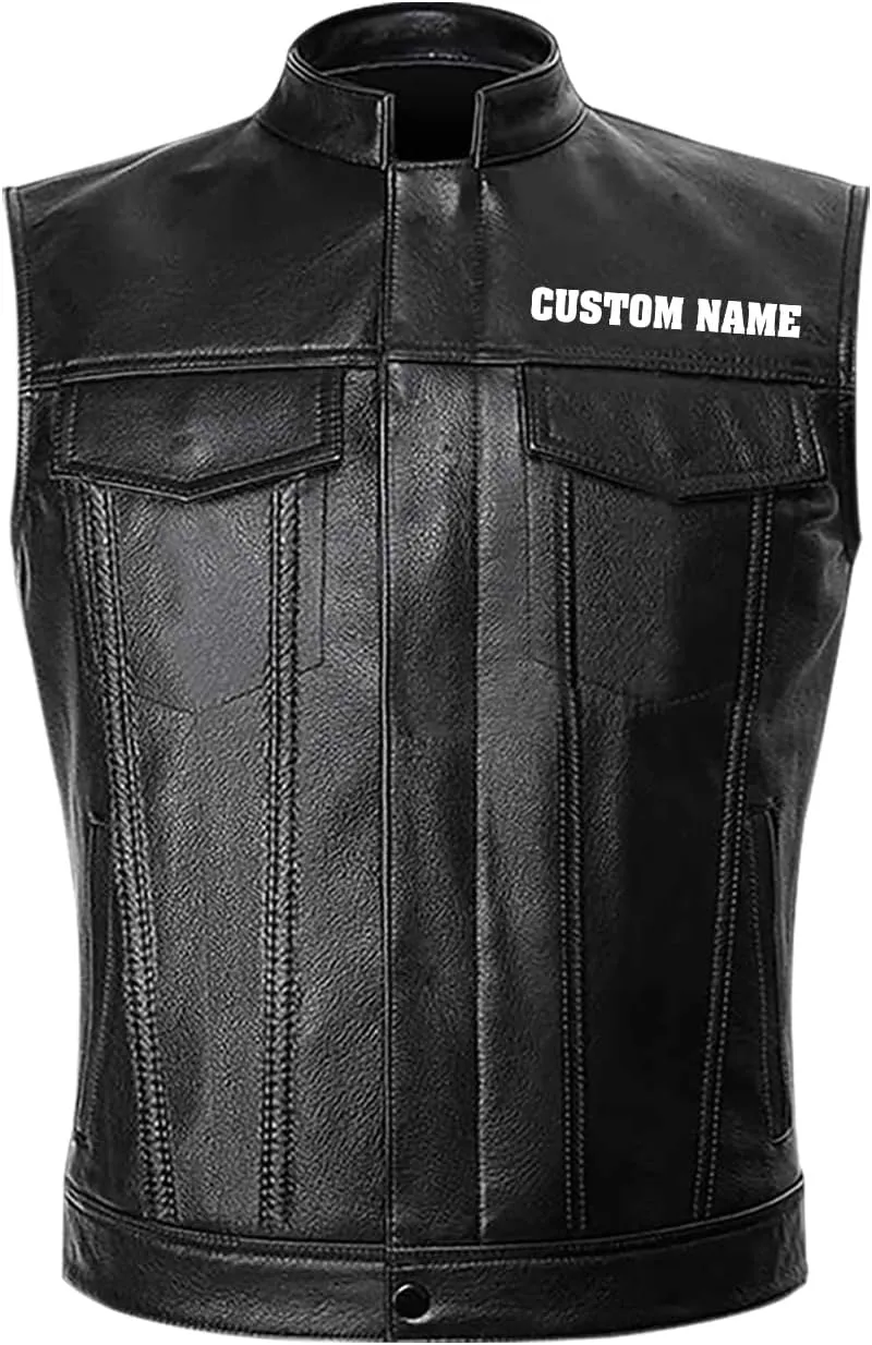 Fenrir Wolf Viking Norse Norsemen Odins Wolf on Men Personalized Men PU Leather Vest Jacket Coat Motorcycle