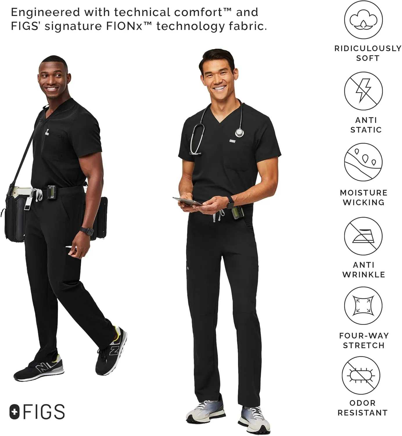 FIGS Axim Cargo Scrub Pants for Men  Classic Fit, Straight Leg, 7 Pockets, 4-Way Stretch, Anti-Wrinkle Mens Scrub Pants