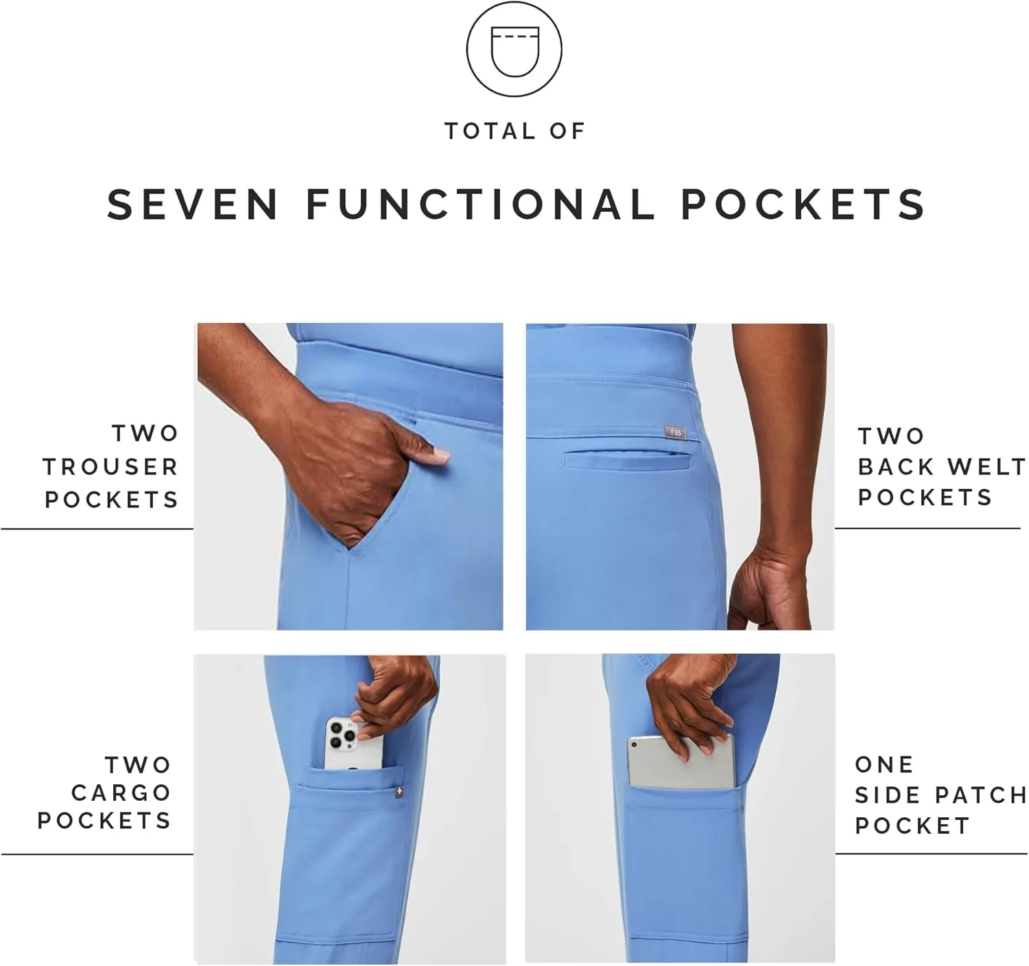 FIGS Axim Cargo Scrub Pants for Men  Classic Fit, Straight Leg, 7 Pockets, 4-Way Stretch, Anti-Wrinkle Mens Scrub Pants