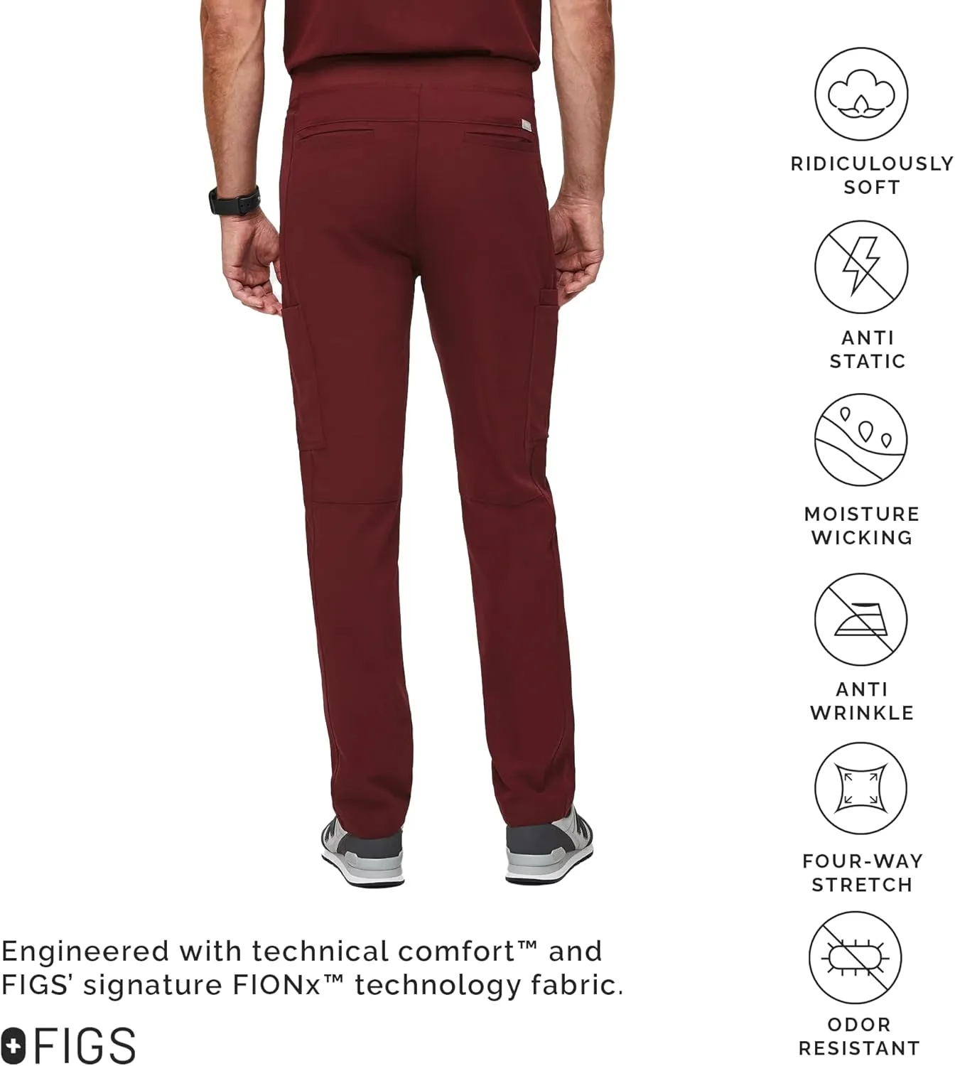 FIGS Axim Cargo Scrub Pants for Men  Classic Fit, Straight Leg, 7 Pockets, 4-Way Stretch, Anti-Wrinkle Mens Scrub Pants