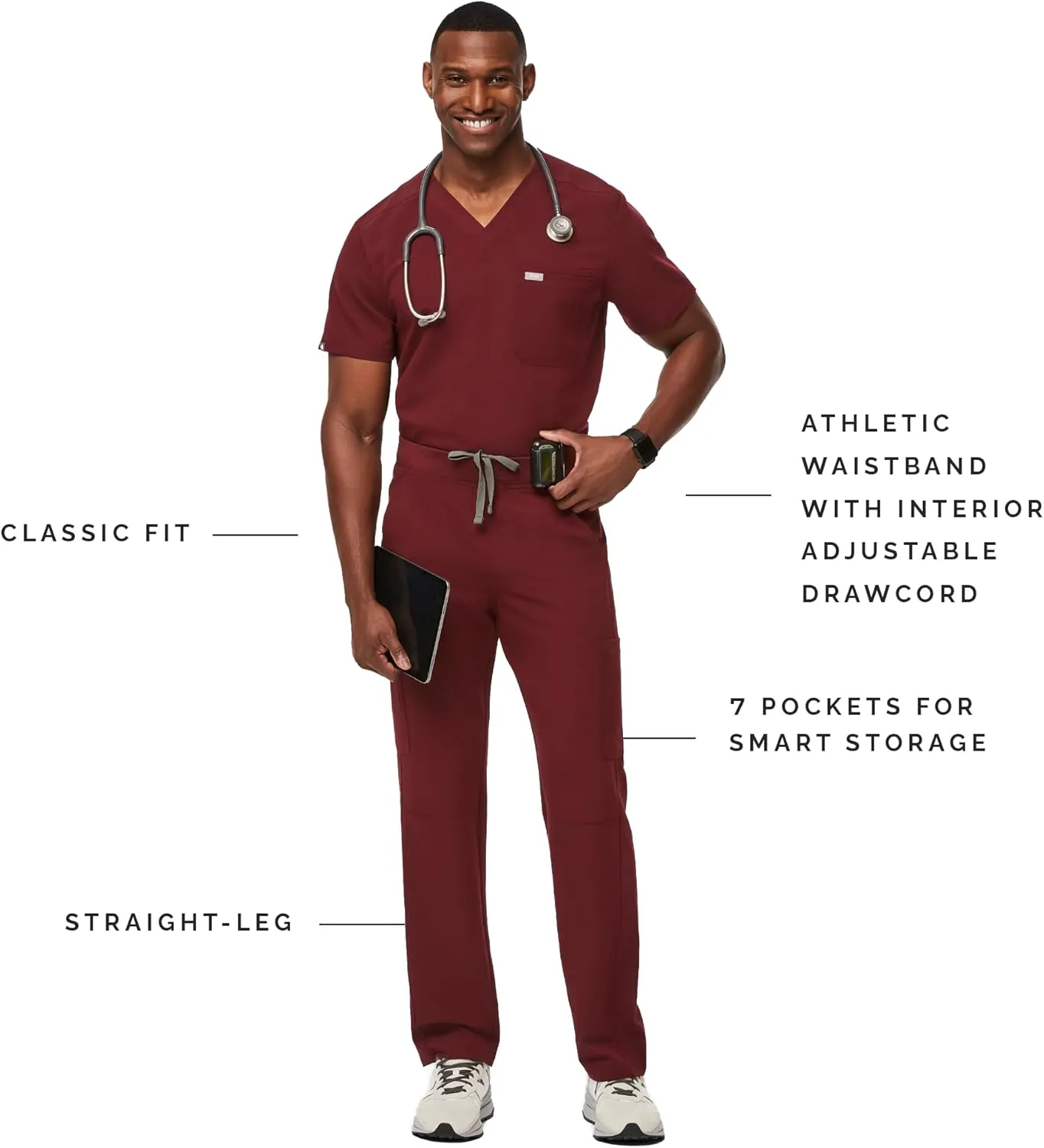 FIGS Axim Cargo Scrub Pants for Men  Classic Fit, Straight Leg, 7 Pockets, 4-Way Stretch, Anti-Wrinkle Mens Scrub Pants