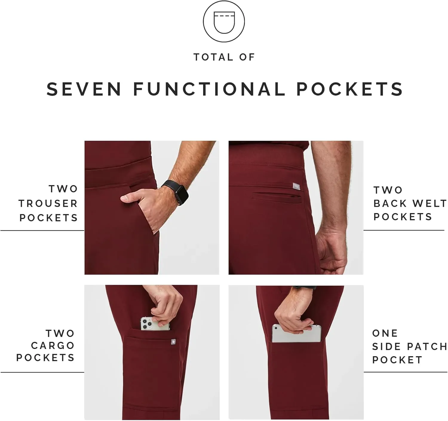 FIGS Axim Cargo Scrub Pants for Men  Classic Fit, Straight Leg, 7 Pockets, 4-Way Stretch, Anti-Wrinkle Mens Scrub Pants