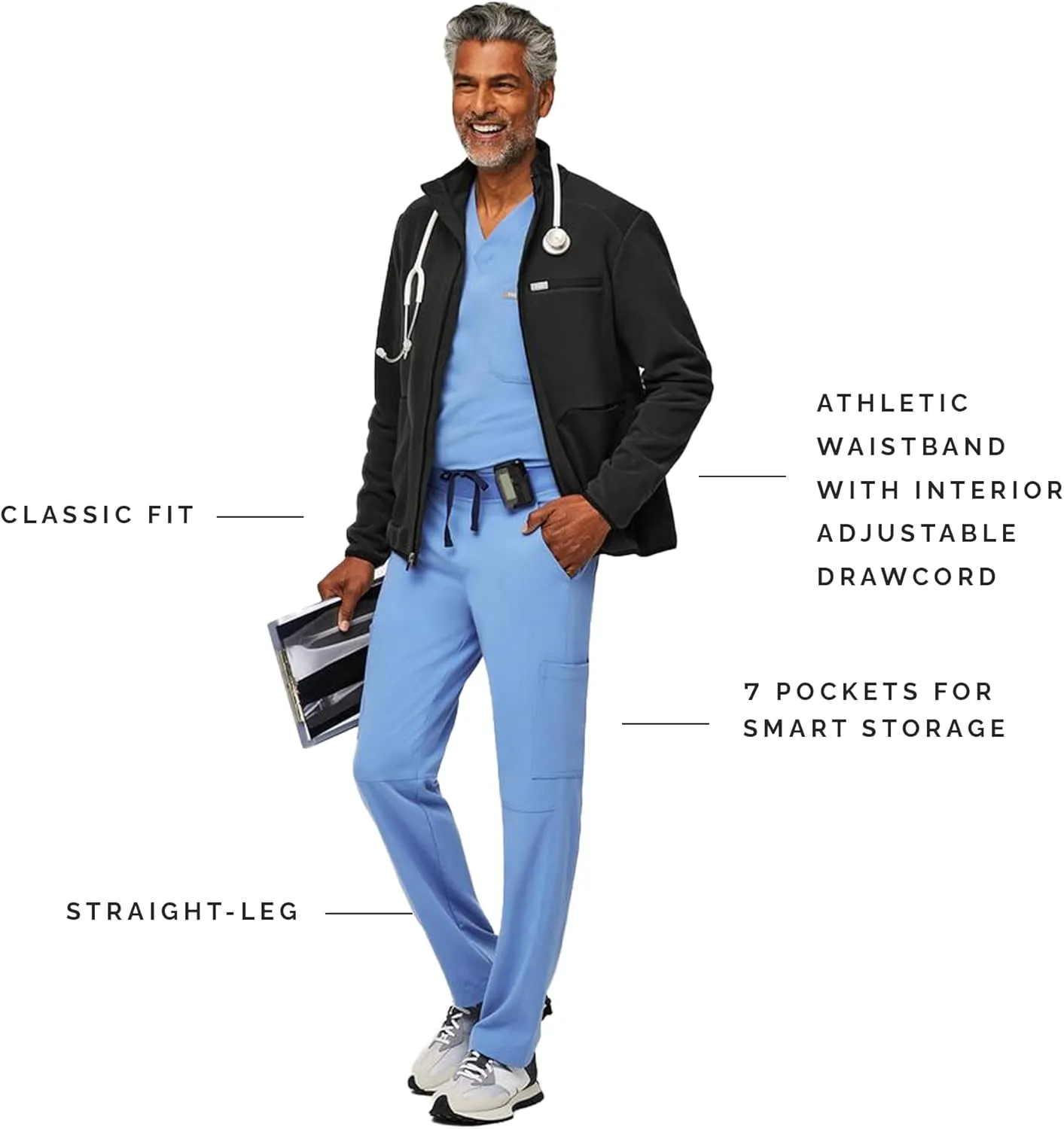 FIGS Axim Cargo Scrub Pants for Men  Classic Fit, Straight Leg, 7 Pockets, 4-Way Stretch, Anti-Wrinkle Mens Scrub Pants
