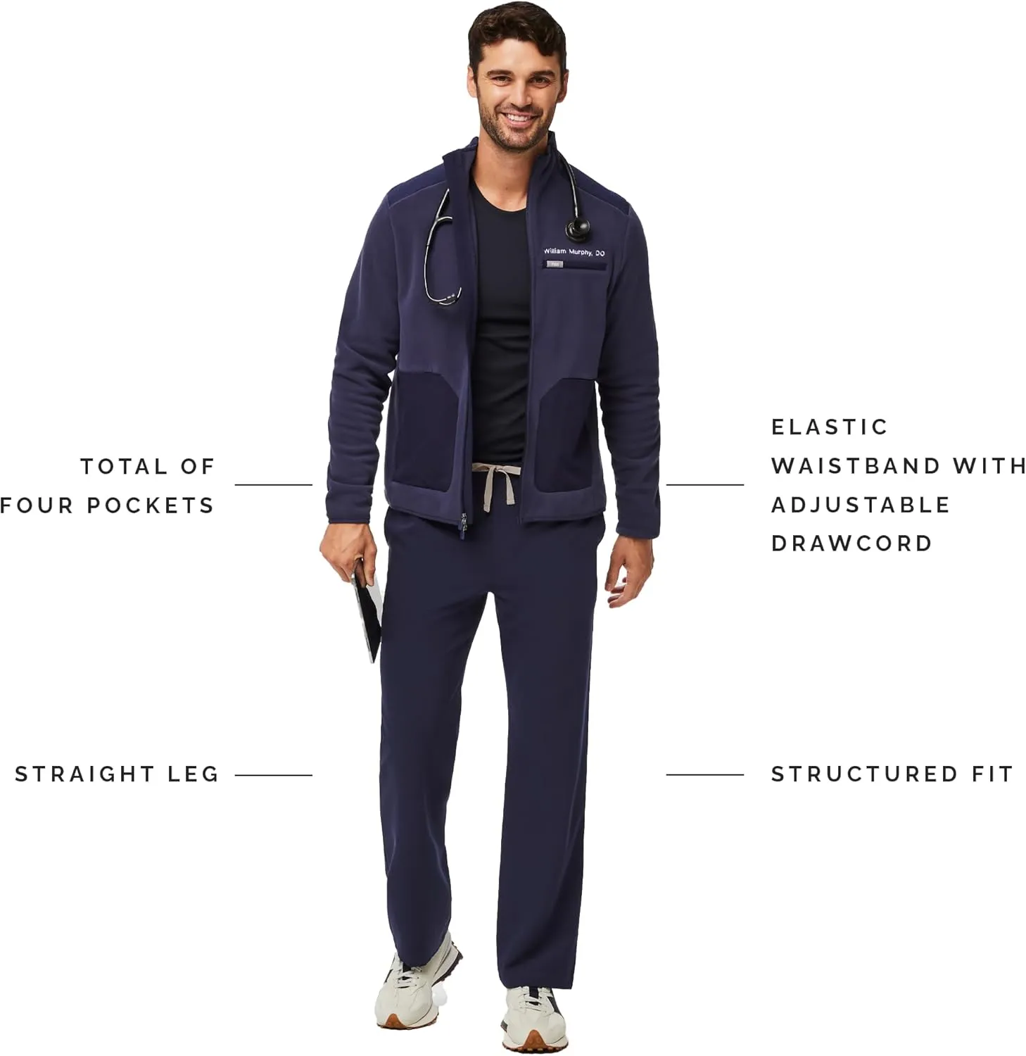 FIGS Pisco Basic Scrub Pants for Men  Structured Fit, Straight Leg, 4 Pockets, Anti-Wrinkle Mens Scrub Pants