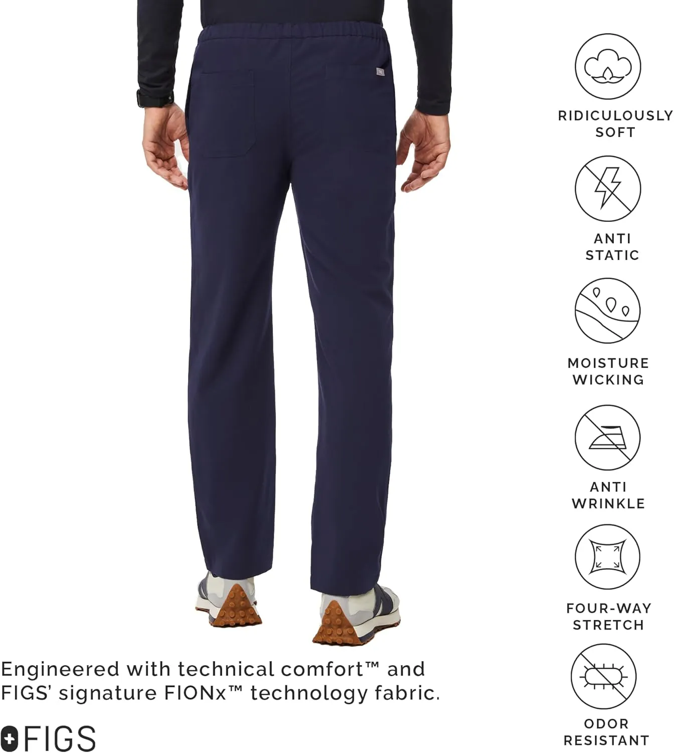 FIGS Pisco Basic Scrub Pants for Men  Structured Fit, Straight Leg, 4 Pockets, Anti-Wrinkle Mens Scrub Pants