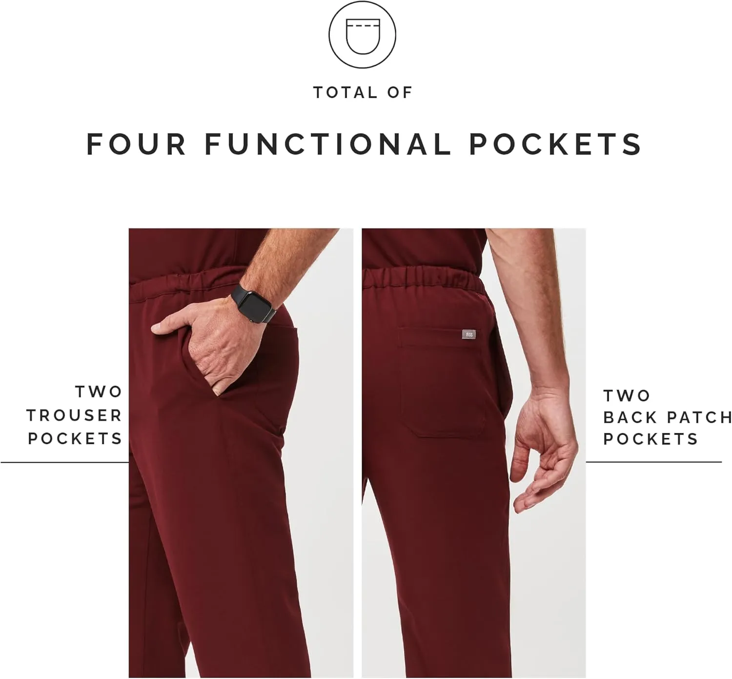 FIGS Pisco Basic Scrub Pants for Men  Structured Fit, Straight Leg, 4 Pockets, Anti-Wrinkle Mens Scrub Pants