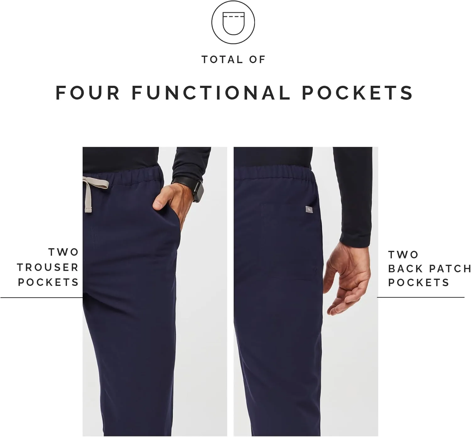 FIGS Pisco Basic Scrub Pants for Men  Structured Fit, Straight Leg, 4 Pockets, Anti-Wrinkle Mens Scrub Pants
