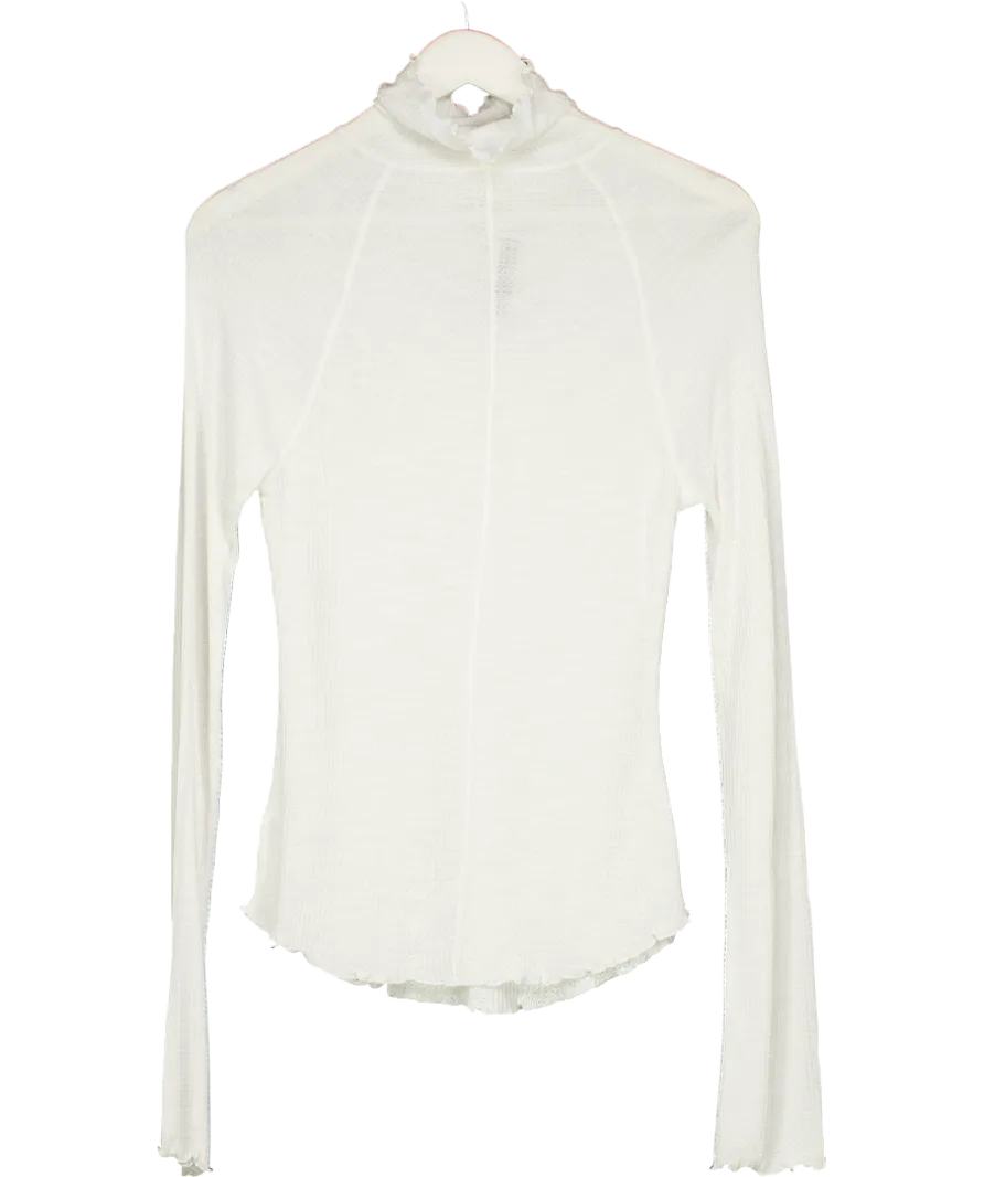 Free People White Make It Easy Thermal Sweatshirt UK M