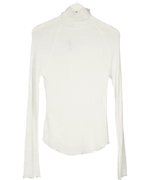 Free People White Make It Easy Thermal Sweatshirt UK M