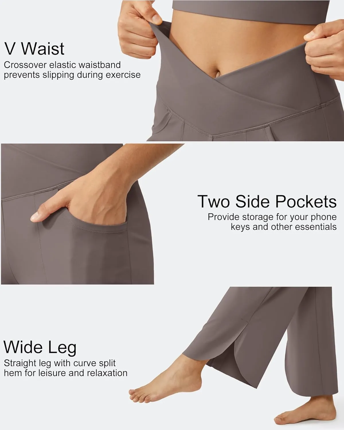 G4Free 25''/27''/29'' Wide Leg Pants for Women Loose Yoga Cross High Waist Dance Palazzo Casual Pants with Pockets