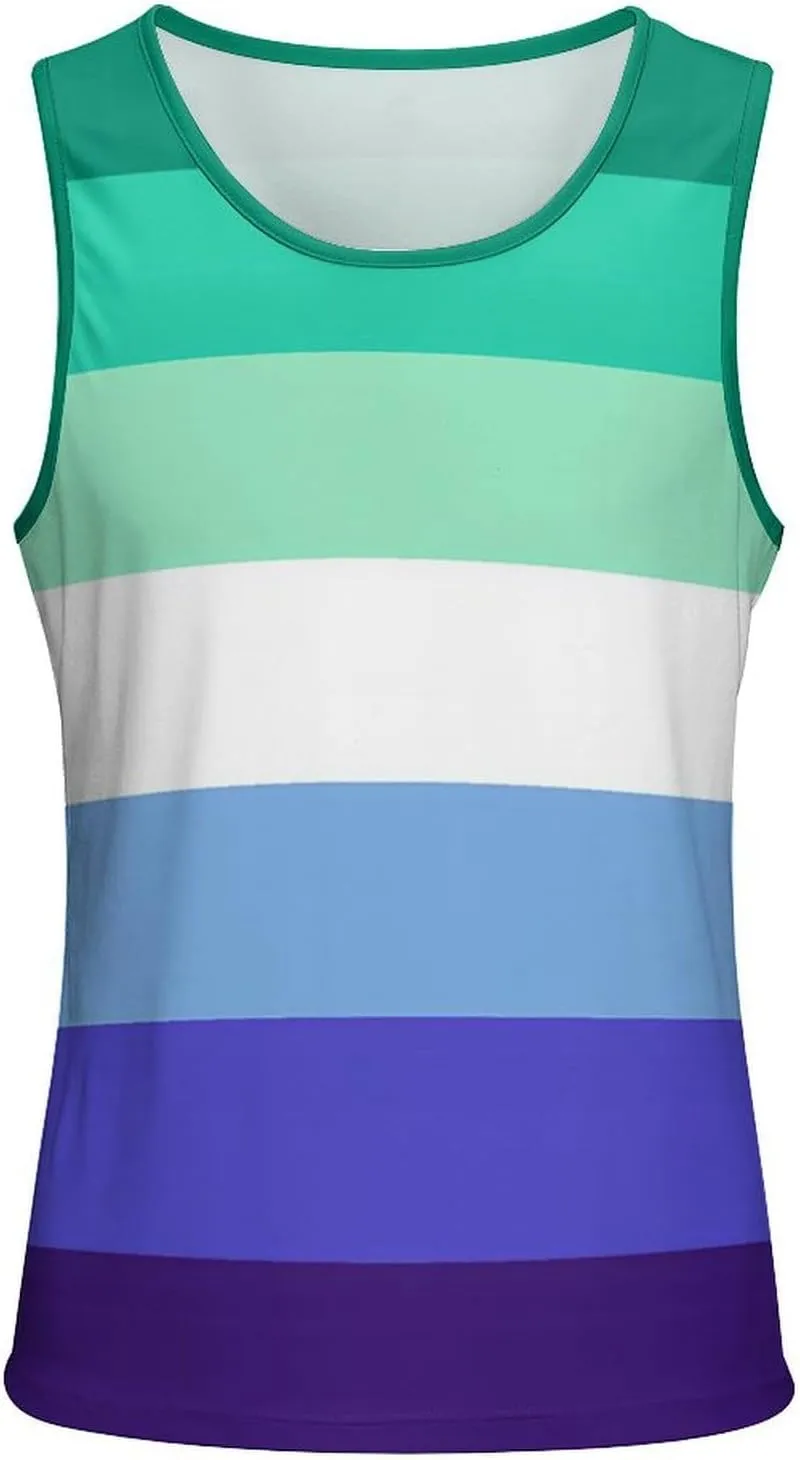 Gay Men Proud Flag Mens Tank Top Undershirt Sleeveless Gym Vest Workout T-Shirts