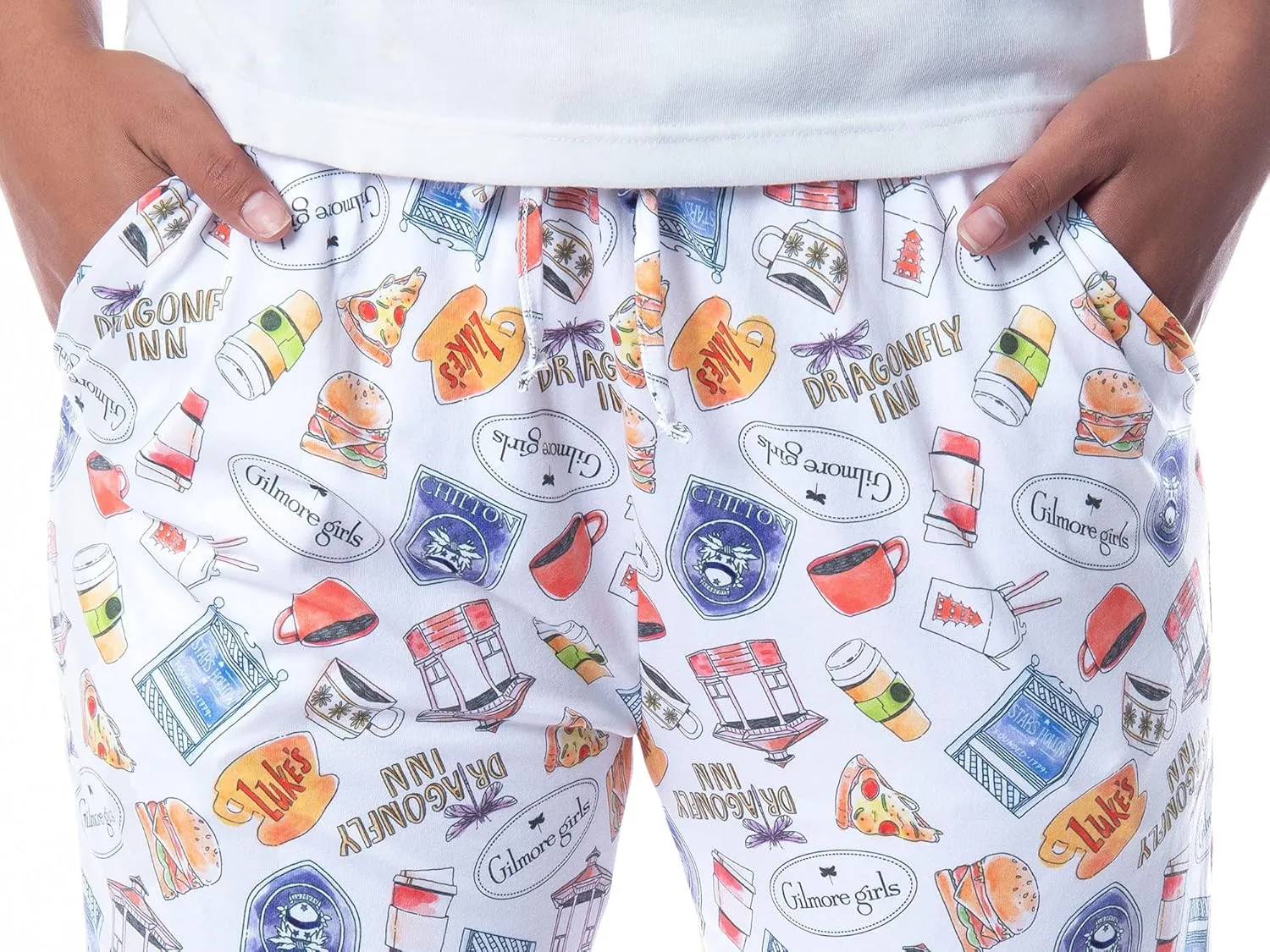 Gilmore Girls Womens' Icons Toss Print Luke's Diner Stars Hollow Pajama Pants