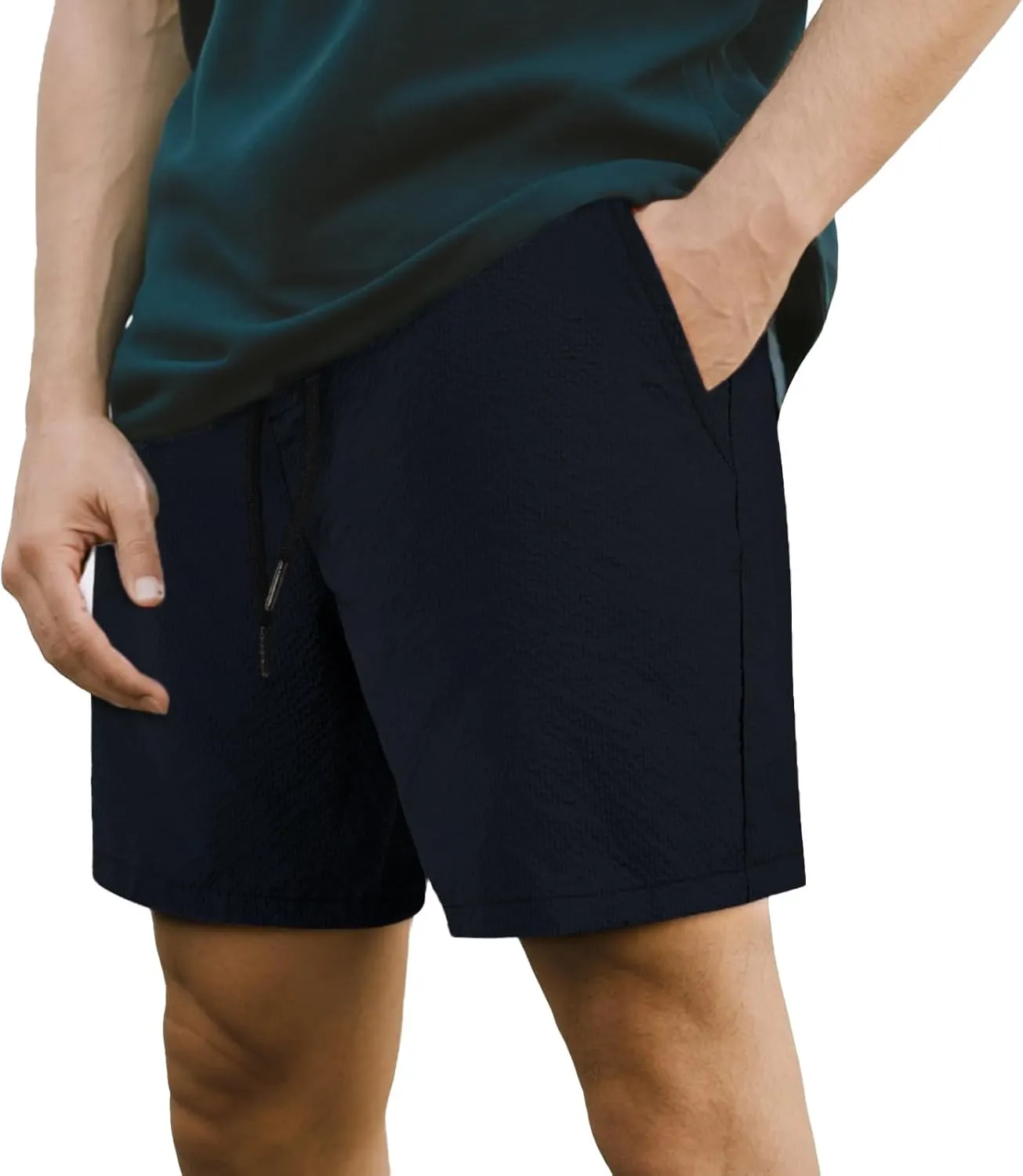 GINGTTO Mens Beach Shorts 7 inch Quick Dry Swim Trunks No Liner Seersucker Vacation Shorts for Men Elastic Waist