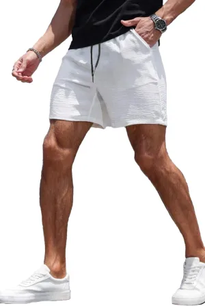 GINGTTO Mens Beach Shorts 7 inch Quick Dry Swim Trunks No Liner Seersucker Vacation Shorts for Men Elastic Waist