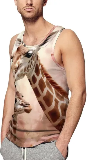 Giraffe Mama and Little Mens Tank Top Undershirt Sleeveless Gym Vest Workout T-Shirts