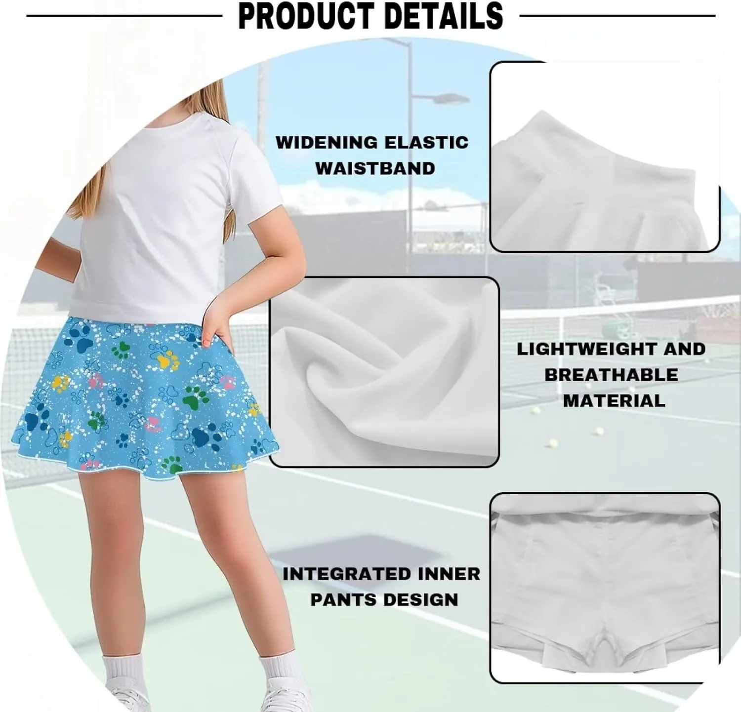 Girls Athletic Tennis Skirt with Pockets Casual Cute High Waisted Skort for Summer 5-14 Years