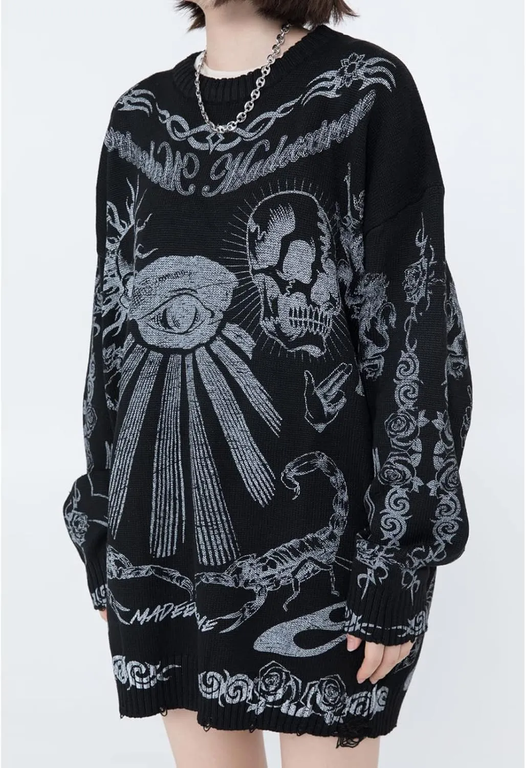 Gothic Dark Harajuku Sweater - Sportswear Casual Trend Head Print Thermal Street Hip Hop