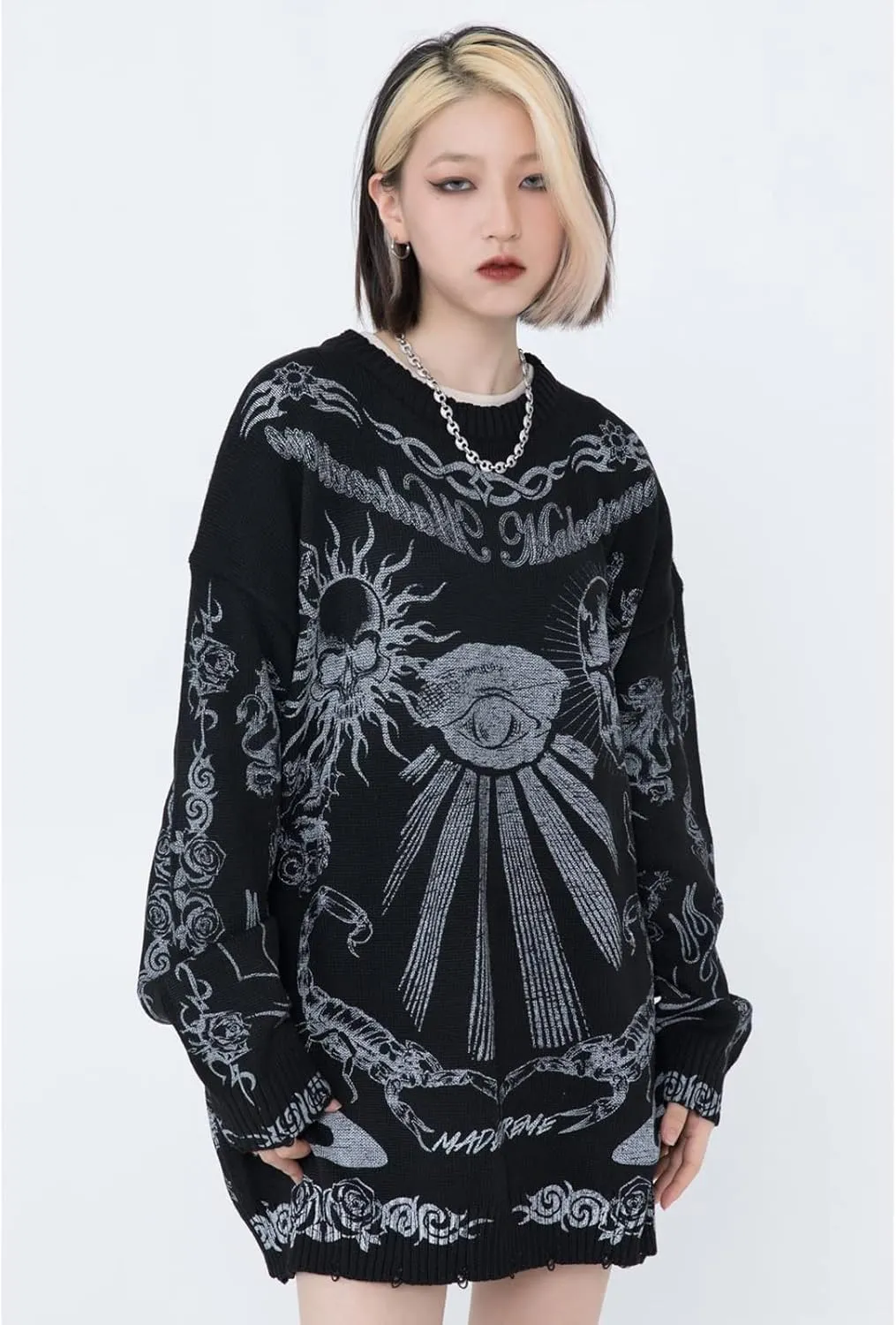 Gothic Dark Harajuku Sweater - Sportswear Casual Trend Head Print Thermal Street Hip Hop