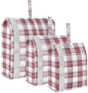 Gray Red Plaid Packing Cubes for Travel 3 Set Packing Bags Luggage Bags for Carry On