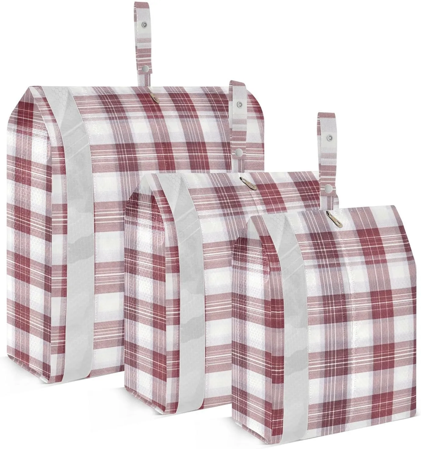 Gray Red Plaid Packing Cubes for Travel 3 Set Packing Bags Luggage Bags for Carry On