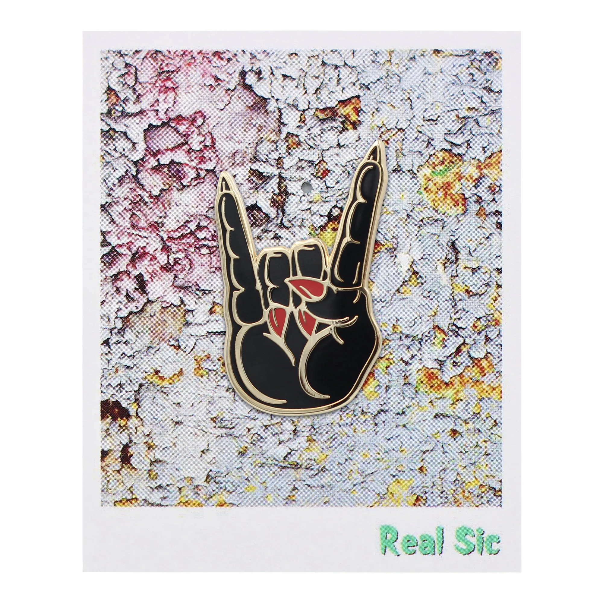 Hail Satan Horns Rock/Heavy Metal Hand Symbol Enamel Pin