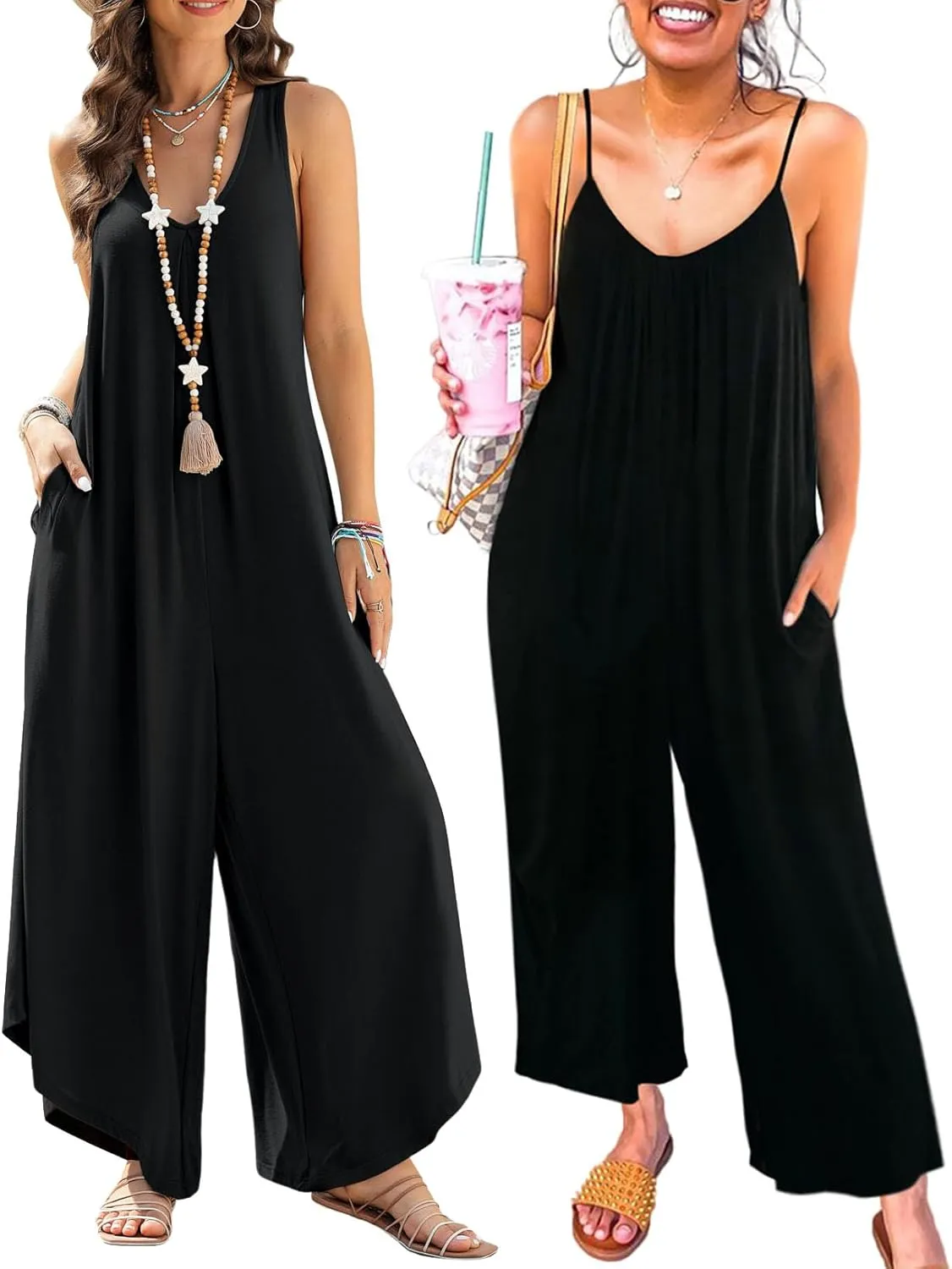Happy Sailed Womens Two Piece Outfits Summer Jumpsuits Wide Leg Rompers 2025