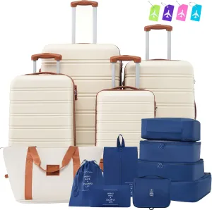 Hardshell Luggage Set for Comfort and Style, Durable Lightweight Design, Includes 4 Sizes and Travel Bag