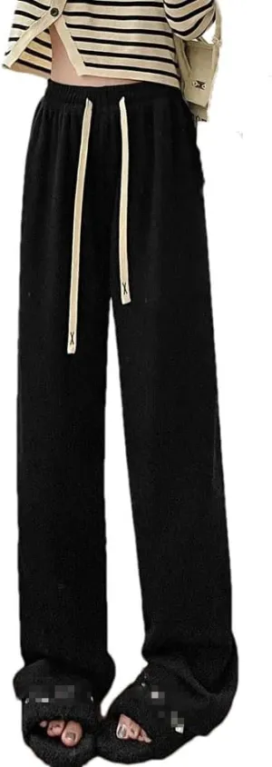 Hgvcfcv Sweater Loose Women's Harem Pants High Waist Casual Thickened Fashion Simple Women's Trousers Winter