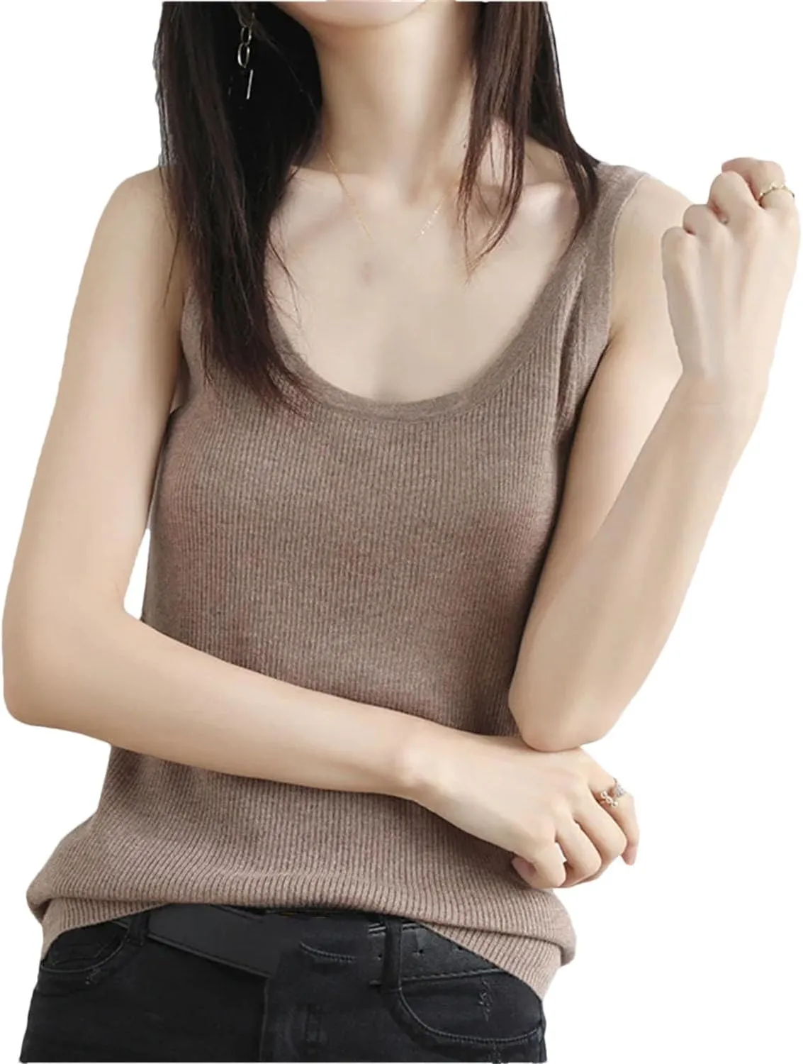 Hgvcfcv Women Wool Vest Tops V-Neck Camisole Summer Tank Shirt Ladies Slid Knit Camisole Bottoming Tank Top For Women