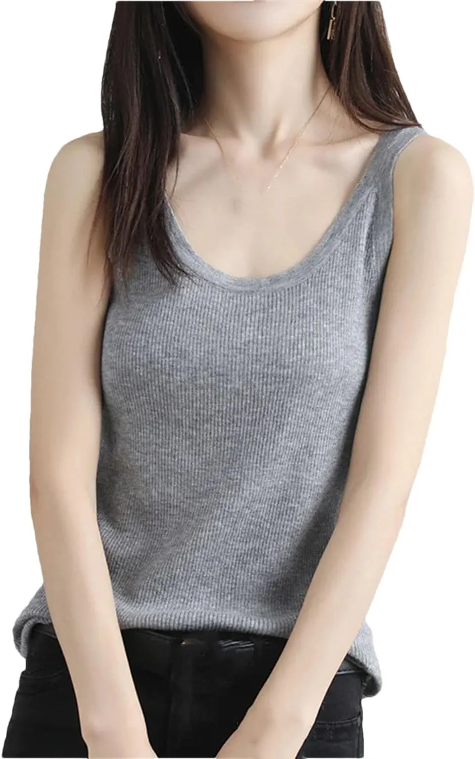 Hgvcfcv Women Wool Vest Tops V-Neck Camisole Summer Tank Shirt Ladies Slid Knit Camisole Bottoming Tank Top For Women