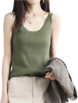 Hgvcfcv Women Wool Vest Tops V-Neck Camisole Summer Tank Shirt Ladies Slid Knit Camisole Bottoming Tank Top For Women