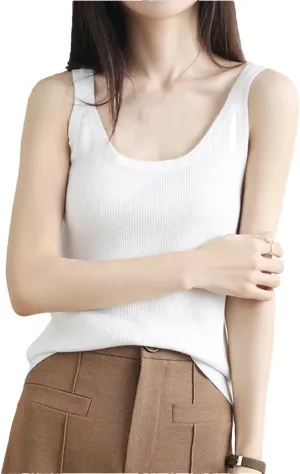 Hgvcfcv Women Wool Vest Tops V-Neck Camisole Summer Tank Shirt Ladies Slid Knit Camisole Bottoming Tank Top For Women