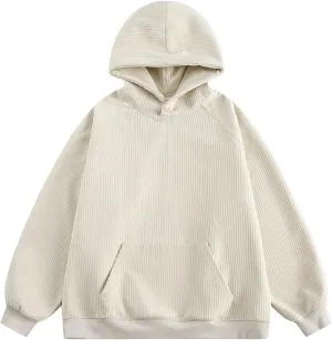hlysgo Corduroy Hoodies for Men Women, Oversized Sweatshirt with Pocket Casual Thicken Hoodies Pullover Fall Winter Clothes