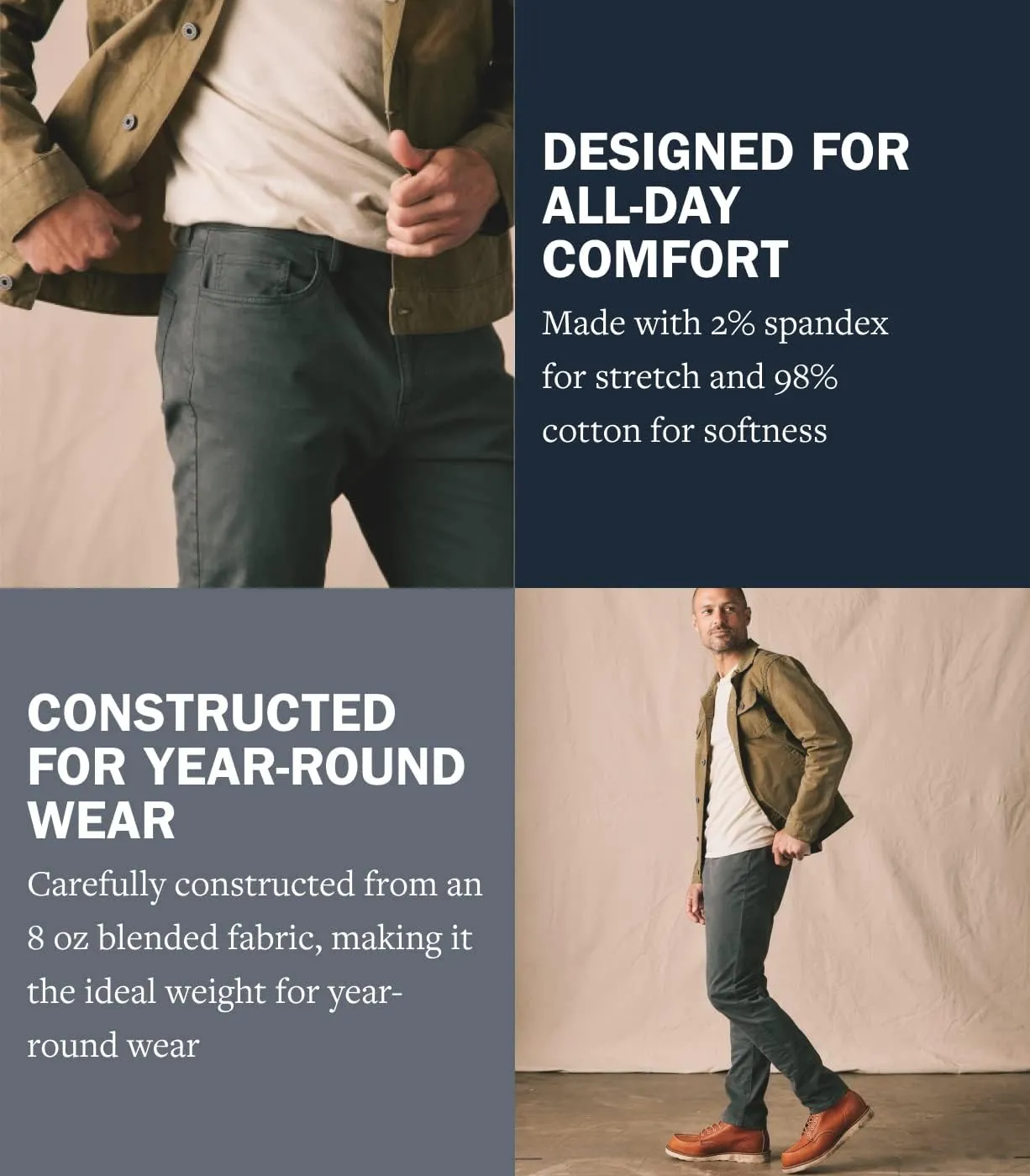 Huckberry Flint and Tinder Men's 365 Pant, Stretch Comfort, 5-Pocket Mens Pant