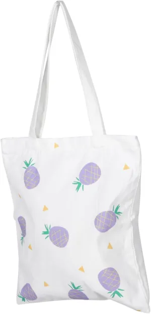 IMIKEYA 1pc Fashion Canvas Tote Bag with Cartoon Pineapple Design Capacity Shoulder Bag for Women Versatile Carrying for Shopping Beach and Daily Use