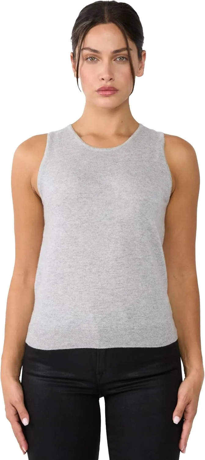 JENNIE LIU 100% Cashmere Tank Tops for Women | Sleeveless Crewneck Sweater Vest
