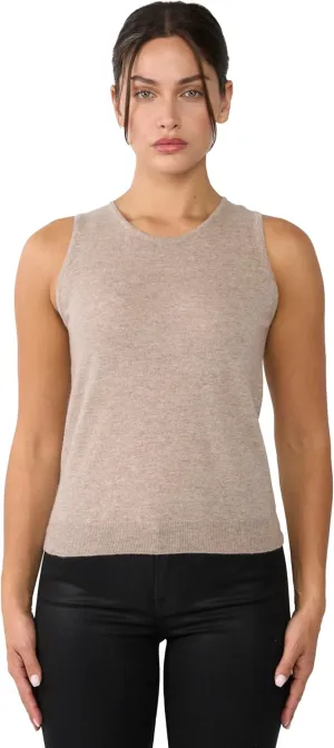 JENNIE LIU 100% Cashmere Tank Tops for Women | Sleeveless Crewneck Sweater Vest