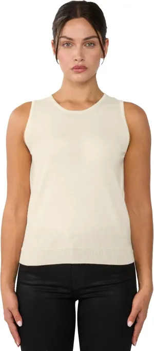 JENNIE LIU 100% Cashmere Tank Tops for Women | Sleeveless Crewneck Sweater Vest