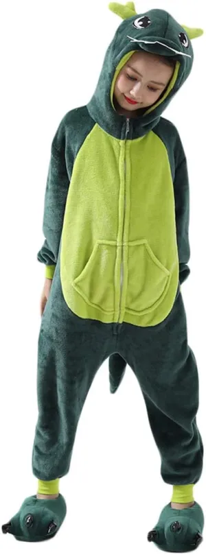 Kids Onesie Pajamas Unisex Dragon Christmas Halloween Costume Age 2-10 Years Without Slipper 