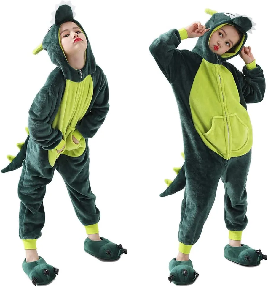 Kids Onesie Pajamas Unisex Dragon Christmas Halloween Costume Age 2-10 Years Without Slipper 