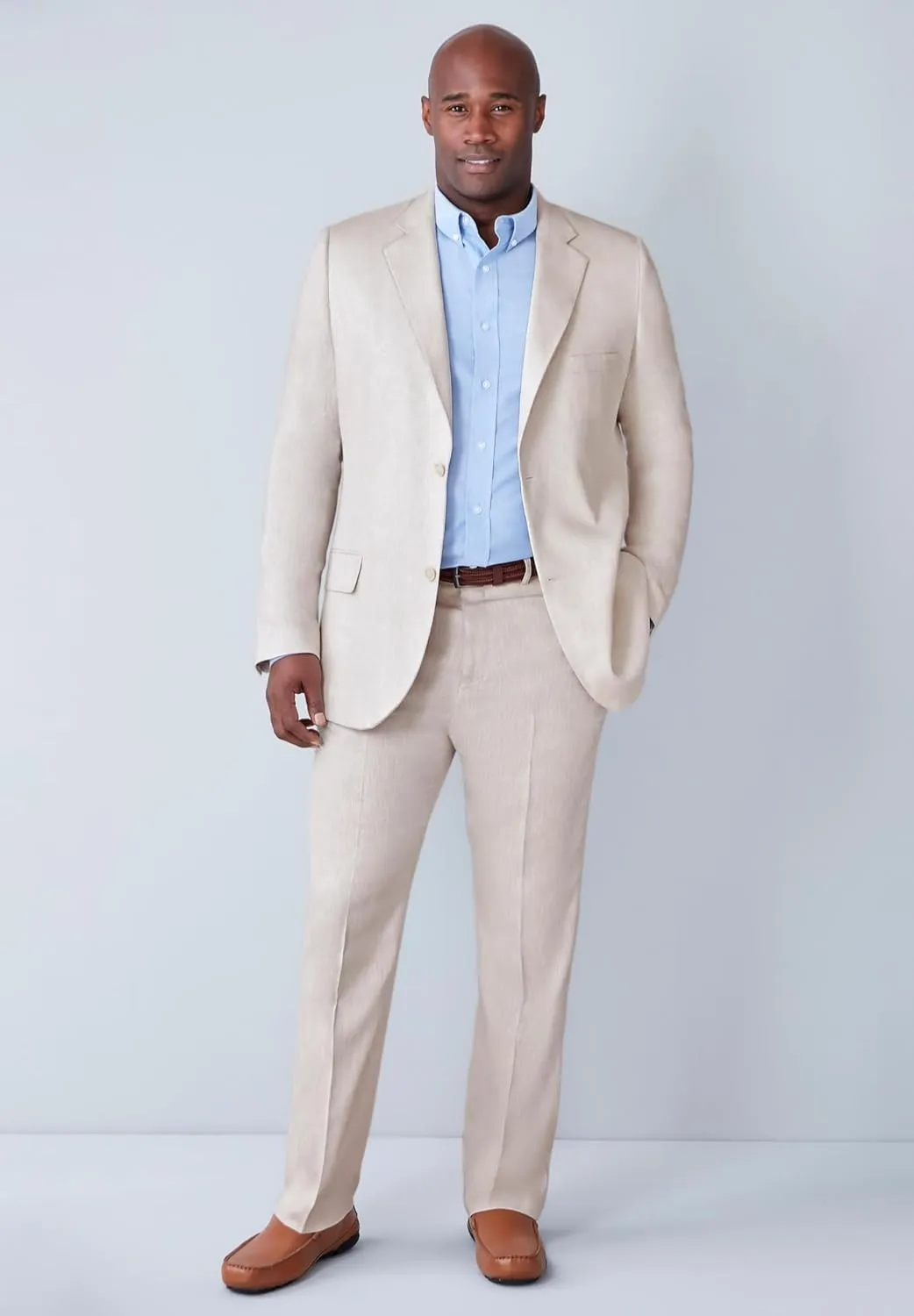 KingSize Men's Big & Tall Linen Blend Plain Front Dress Pants