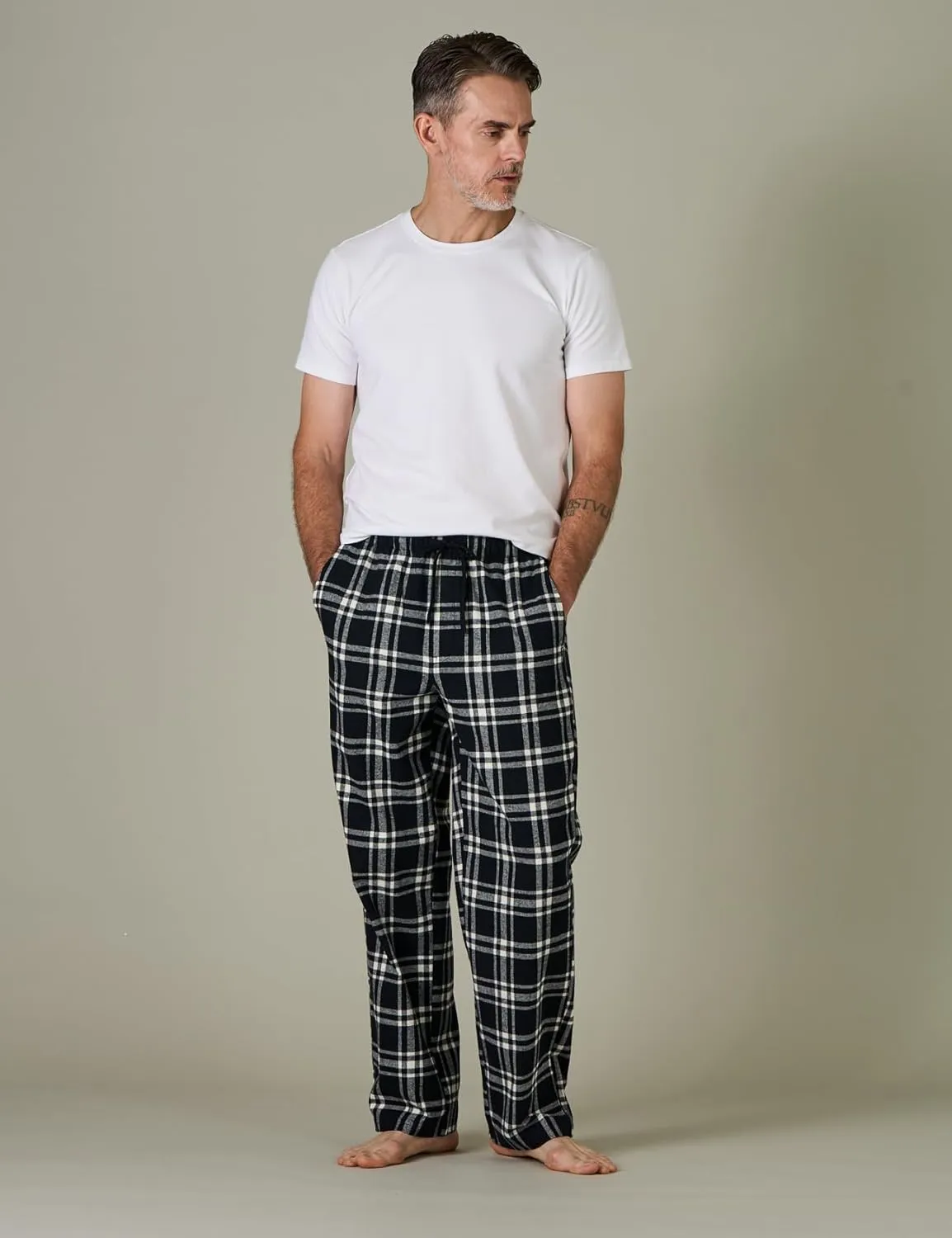 LAPASA Men's Pajama Pants Cotton Flannel Plaid Lounge Fleece Warm Sleepwear Pants PJ Bottoms Drawstring and Pockets M39/M128