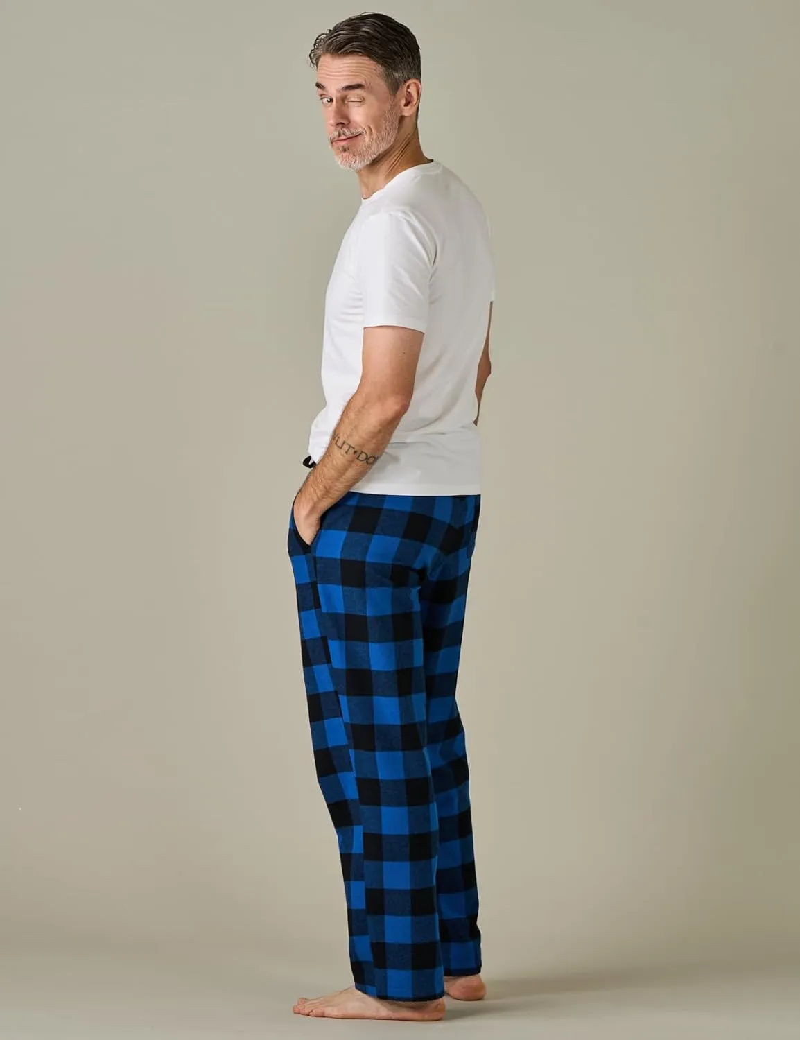 LAPASA Men's Pajama Pants Cotton Flannel Plaid Lounge Fleece Warm Sleepwear Pants PJ Bottoms Drawstring and Pockets M39/M128