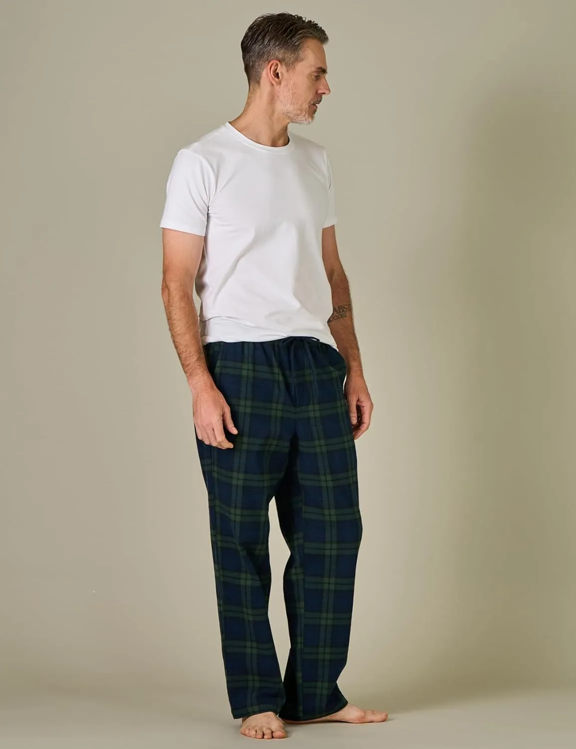LAPASA Men's Pajama Pants Cotton Flannel Plaid Lounge Fleece Warm Sleepwear Pants PJ Bottoms Drawstring and Pockets M39/M128