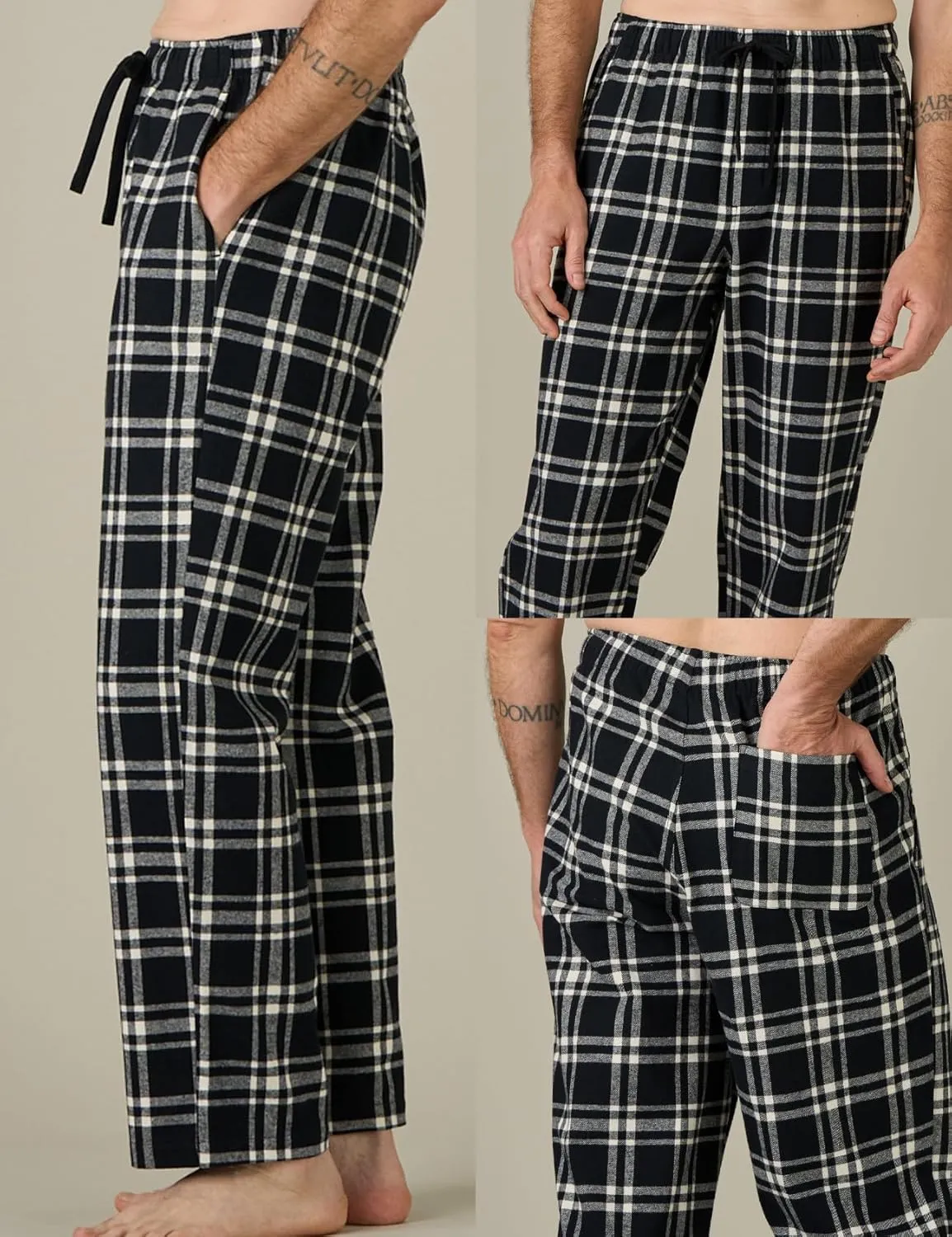 LAPASA Men's Pajama Pants Cotton Flannel Plaid Lounge Fleece Warm Sleepwear Pants PJ Bottoms Drawstring and Pockets M39/M128